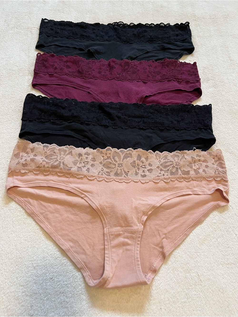 Victoria’s Secret | Cotton Hiphuggers Lot L - Black, Burgundy, Blush